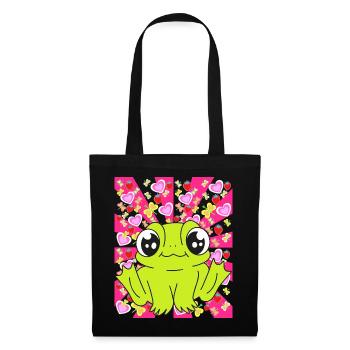 Grenouille Grenouilles Enfants Enfant Bébé Rétro des années 80 des années 90 - Sac en tissu - noir - Devant