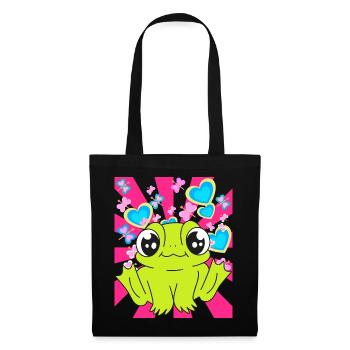 Retro Frog Frogs Kids Child Toad - Tote Bag - black - Front