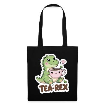 Tea-Rex – Sweet Dino with Teacup - Tote Bag - black - Front