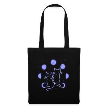 Cat Cats Moon Phase Moon Phases Universe - Tote Bag - black - Front