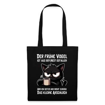 Kaffee, Genervtheit, Katze – Mehr Sarkasmus bitte - Stoffbeutel - Schwarz - Vorne
