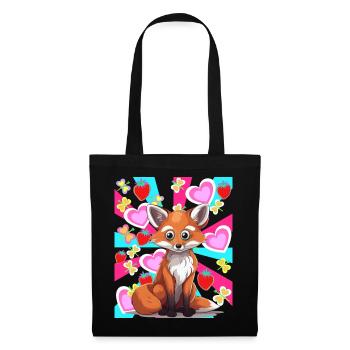 Rétro été renard habitant de la forêt fraises des années 80 - Sac en tissu - noir - Devant