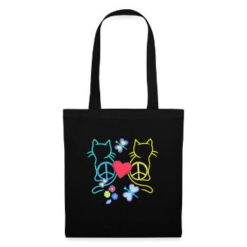 Chats Hippie Rétro Chat Paix Vintage Hippies - Sac en tissu - noir - Devant