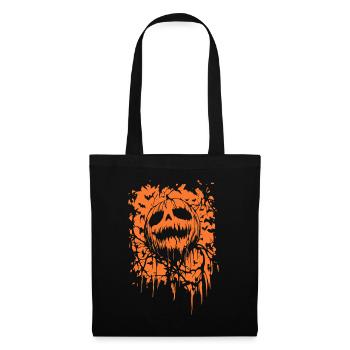 Tête de citrouille effrayante - Art d’horreur d’Halloween - Sac en tissu - noir - Devant