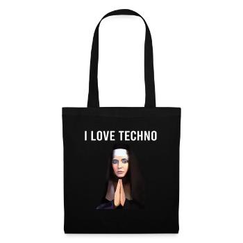 I Love Techno Nun - Tote Bag - black - Front