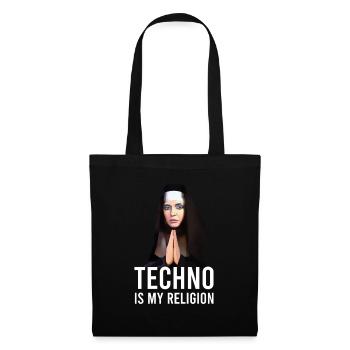 Techno ist meine Religion - Stoffbeutel - Schwarz - Vorne