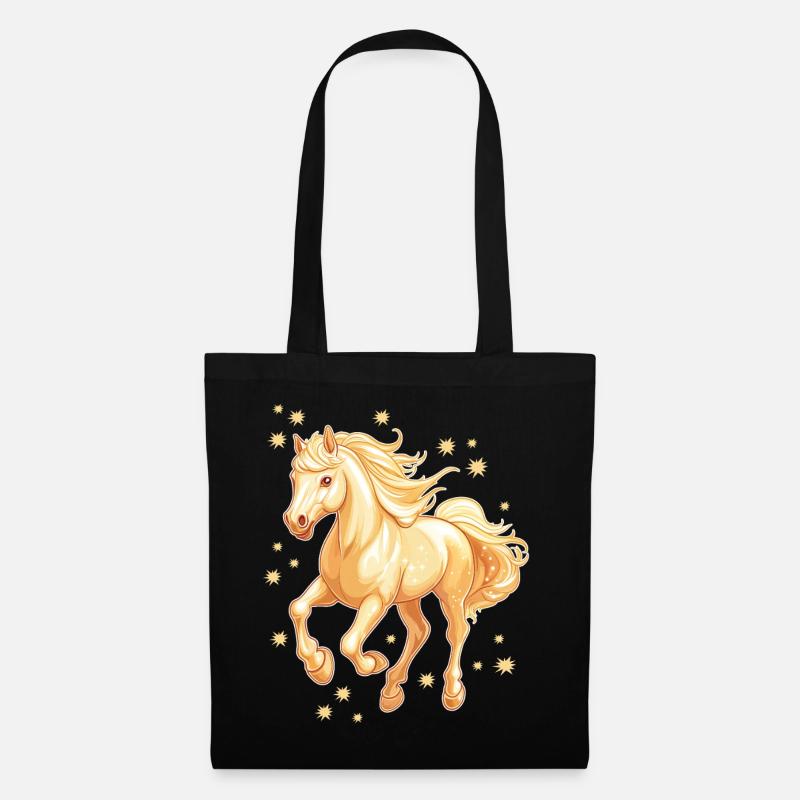 Pferd mit Sternen - Stoffbeutel - Schwarz
