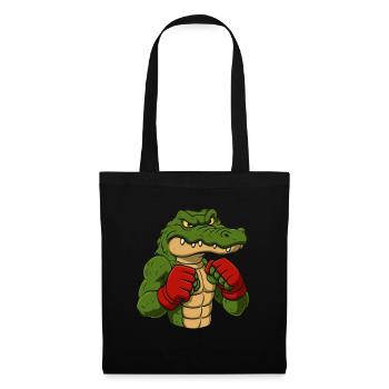 Crocodile Boxing Cartoon - Tote Bag - black - Front