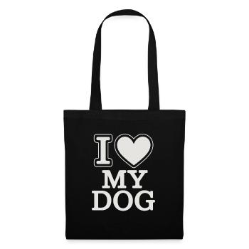 J’aime mon chien – Heart Design - Sac en tissu - noir - Devant