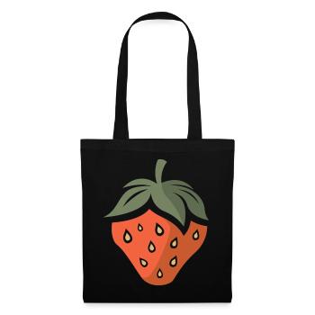 Icône de fraise dans le style bande dessinée et dessin animé - Sac en tissu - noir - Devant