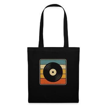 Retro Vinyl - Conception de disque vinyle vintage pour Mus - Sac en tissu - noir - Devant