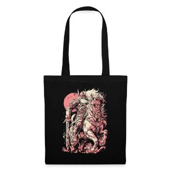 Viking warrior on white horse at full moon - Tote Bag - black - Front