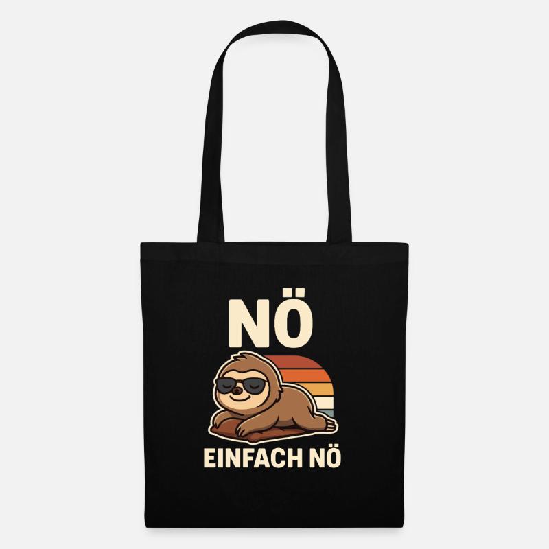 Nö. Einfach Nö – Chilliges Faultier Funshirt - Stoffbeutel - Schwarz