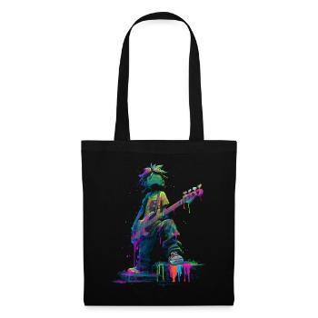 Comic Bassist Streetart Buntes Musikdesign - Stoffbeutel - Schwarz - Vorne