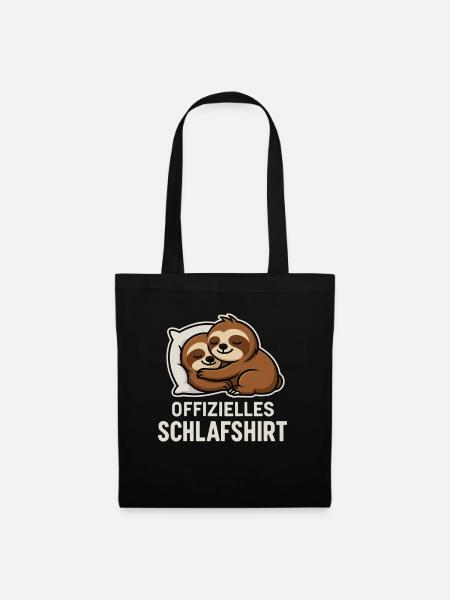 Schlafshirt Faultiere - Stoffbeutel - Schwarz
