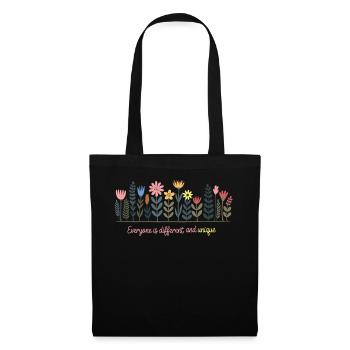 Fleurs sauvages , Tout le monde est différent et unique - Sac en tissu - noir - Devant