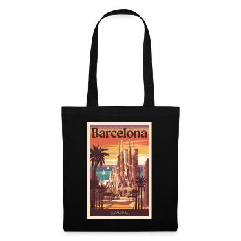 Affiche rétro Barcelone Vintage Souvenir - Sac en tissu - noir - Devant