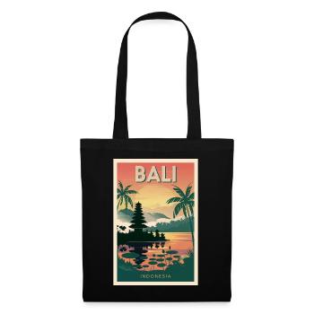 Bali Retro Sunset Poster Vintage Souvenir - Tote Bag - black - Front