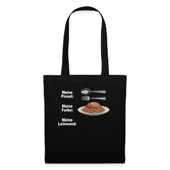 Spaghetti Bolognese Pinsel Farbe Leinwand Pasta - Stoffbeutel - Schwarz - Vorne