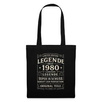 Legende seit 1980 - Stoffbeutel - Schwarz - Vorne