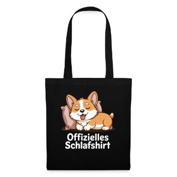 Offizielles Schlafshirt Corgi - Stoffbeutel - Schwarz - Vorne
