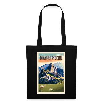 Machu Picchu Retro Poster Vintage Souvenir - Tote Bag - black - Front