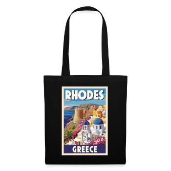Rhodes Grèce Affiche Rétro Souvenir Vintage - Sac en tissu - noir - Devant