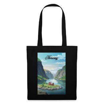 Norway Fjord Retro Poster Souvenir - Tote Bag - black - Front