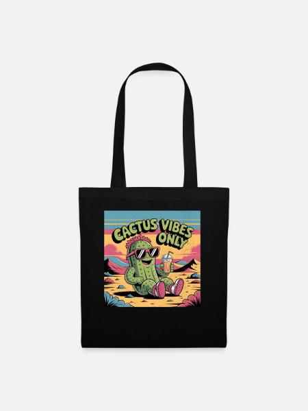 Cactus Vibes Only - Stoffbeutel - Schwarz