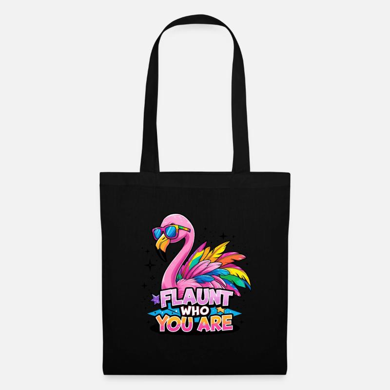 Bunter Flamingo – Sei stolz, wie du bist - Stoffbeutel - Schwarz