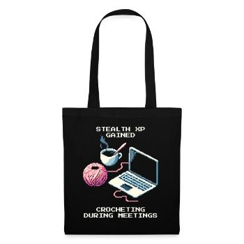 Stealth Crochet in Meeting | Yarn handmade - Tote Bag - black - Front