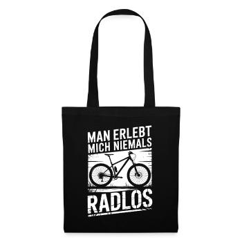 Man Erlebt mich Niemals Radlos - Stoffbeutel - Schwarz - Vorne