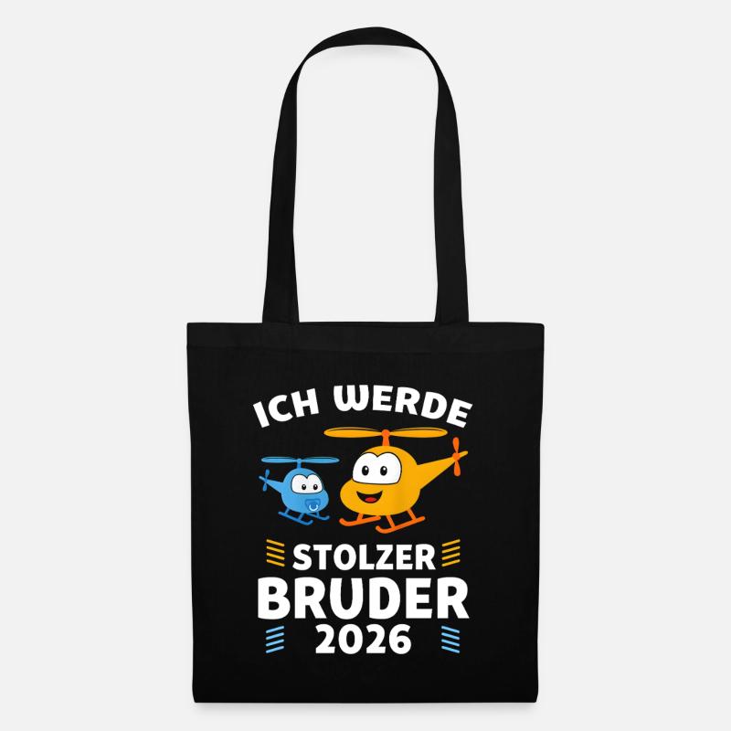 Ich werde stolzer Bruder 2026 Heli - Stoffbeutel - Schwarz