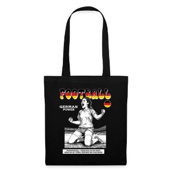 Deutscher Frauenfußball Shirt: Technik mit Herz - Stoffbeutel - Schwarz - Vorne