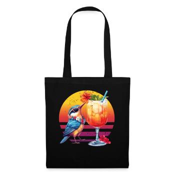 Vintage Hummingbird Trinken Sommer Vibes Retro - Stoffbeutel - Schwarz - Vorne