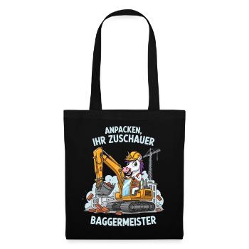 Maître excavatrice licorne - Sac en tissu - noir - Devant