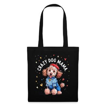Maman Chien Déjantée avec Chien Mignon Stylé - Sac en tissu - noir - Devant