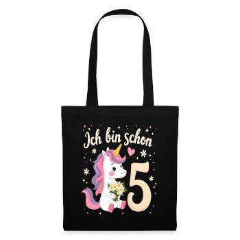 Licorne mignonne 5e anniversaire pour les filles - Sac en tissu - noir - Devant