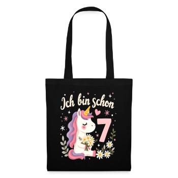 Licorne mignonne 7e anniversaire pour les filles - Sac en tissu - noir - Devant