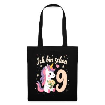Licorne mignonne 9e anniversaire pour les filles - Sac en tissu - noir - Devant