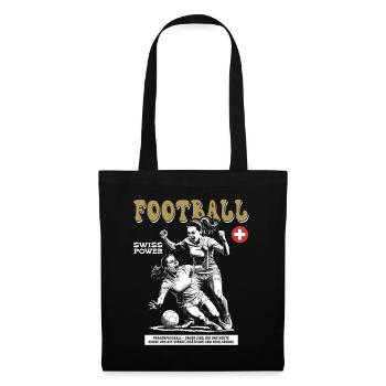 Einsatz mit Herz: Schweizer Frauenfußball Shirt - Stoffbeutel - Schwarz - Vorne