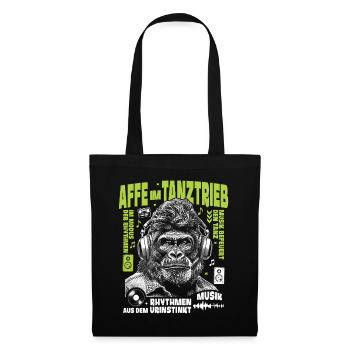 Gorilla Beats Shirt: Denker mit Kopfhörer-Style - Stoffbeutel - Schwarz - Vorne
