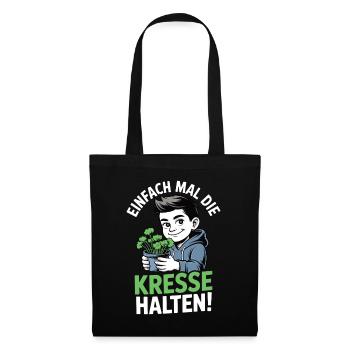 Einfach mal die Kresse halten – Wortspiel - Stoffbeutel - Schwarz - Vorne