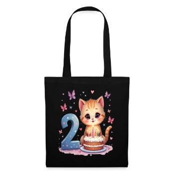 chaton mignon fille d’anniversaire 2e anniversaire - Sac en tissu - noir - Devant