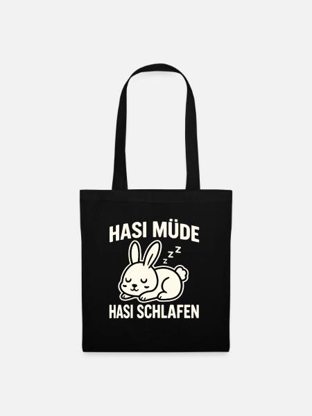 Hasi Müde Hasi Schlafen – Schlaf Hase Design - Stoffbeutel - Schwarz