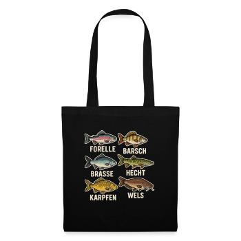 Vue d’ensemble des espèces de poissons – Conception de pêcheur à la truite - Sac en tissu - noir - Devant