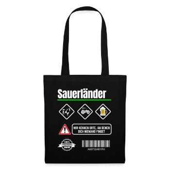 Sauerland Spruch Bier Schützenfest Sauerländer - Stoffbeutel - Schwarz - Vorne
