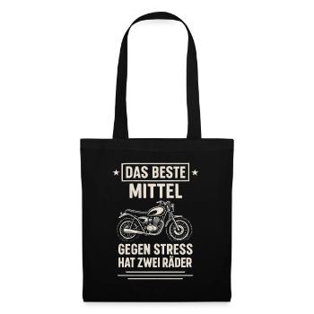 Motorrad gegen Stress – Zwei Räder Heilmittel - Stoffbeutel - Schwarz - Vorne