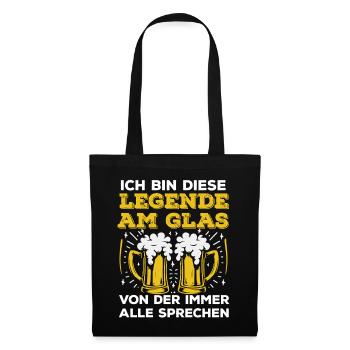 Legende am Glas Bier saufen Malle Party Saufspruch - Stoffbeutel - Schwarz - Vorne