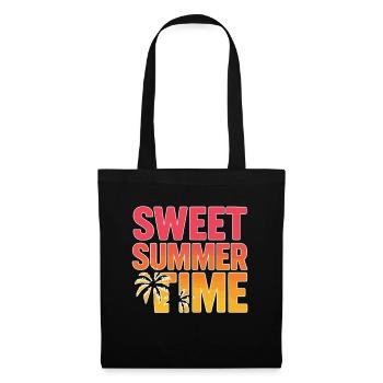 Sweet Summer Time – Sommer Palmen Design - Stoffbeutel - Schwarz - Vorne